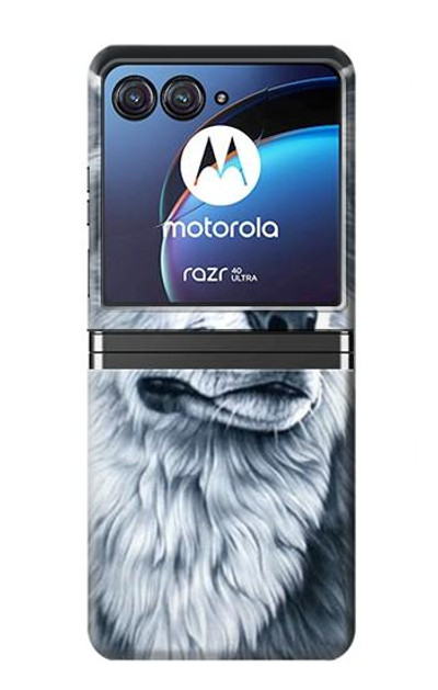 S0123 Grim White Wolf Case Cover Custodia per Motorola Razr 40 Ultra