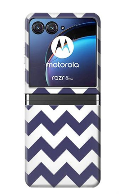 S2345 Navy Blue Shavron Zig Zag Pattern Case Cover Custodia per Motorola Razr 40 Ultra