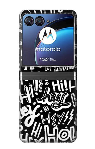 S2744 Hey Hi Hello Art Pattern Case Cover Custodia per Motorola Razr 40 Ultra