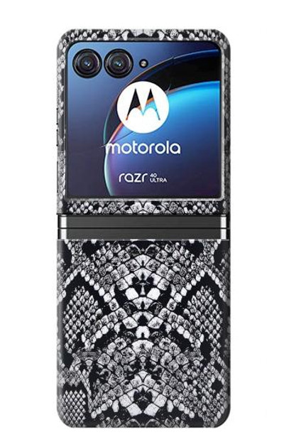 S2855 White Rattle Snake Skin Graphic Printed Case Cover Custodia per Motorola Razr 40 Ultra