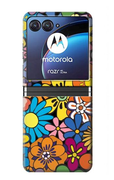 S3281 Colorful Hippie Flowers Pattern Case Cover Custodia per Motorola Razr 40 Ultra