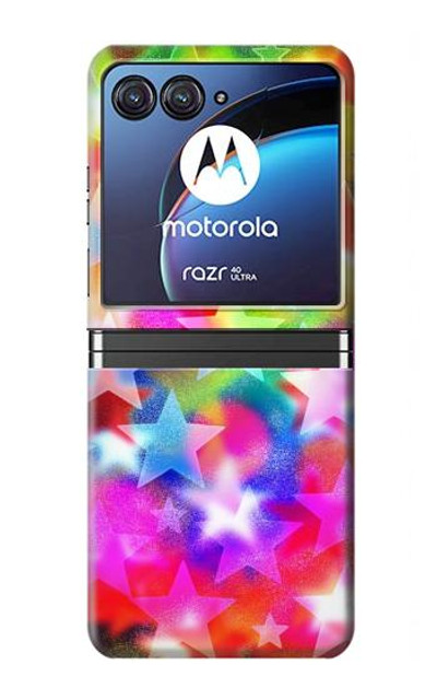 S3292 Colourful Disco Star Case Cover Custodia per Motorola Razr 40 Ultra