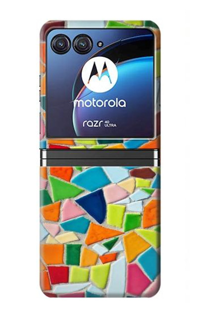 S3391 Abstract Art Mosaic Tiles Graphic Case Cover Custodia per Motorola Razr 40 Ultra