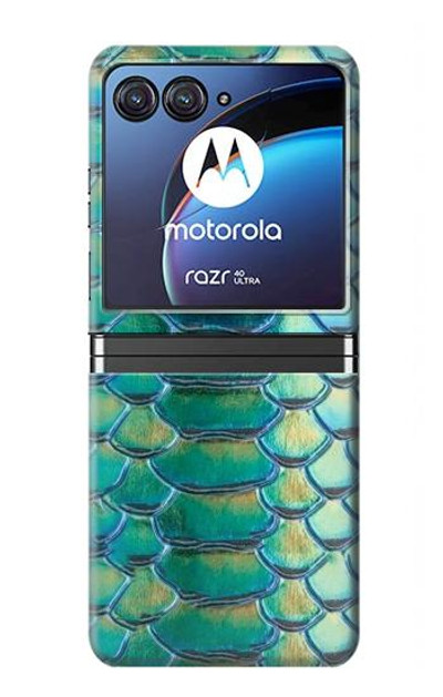 S3414 Green Snake Scale Graphic Print Case Cover Custodia per Motorola Razr 40 Ultra