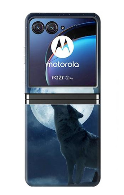 S3693 Grim White Wolf Full Moon Case Cover Custodia per Motorola Razr 40 Ultra