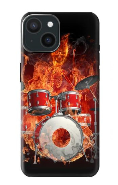 S1431 Skull Drum Fire Rock Case Cover Custodia per iPhone 15