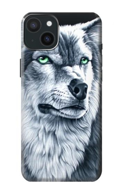 S0123 Grim White Wolf Case Cover Custodia per iPhone 15 Plus