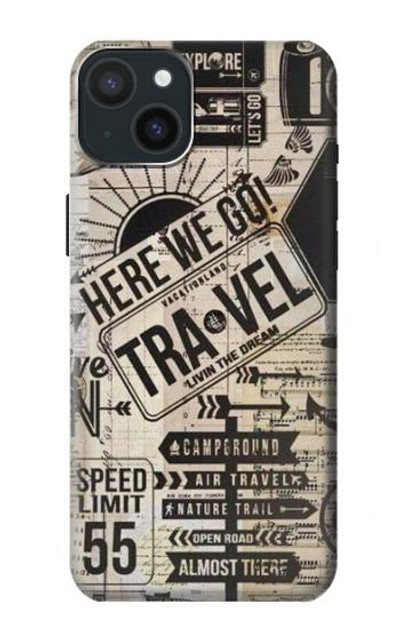 S3441 Vintage Travel Case Cover Custodia per iPhone 15 Plus