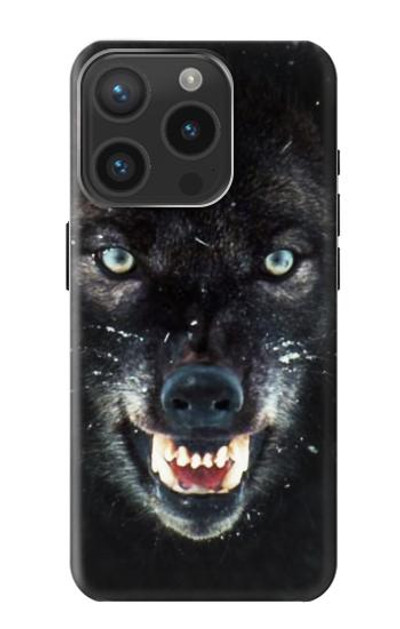 S2823 Black Wolf Blue Eyes Face Case Cover Custodia per iPhone 15 Pro