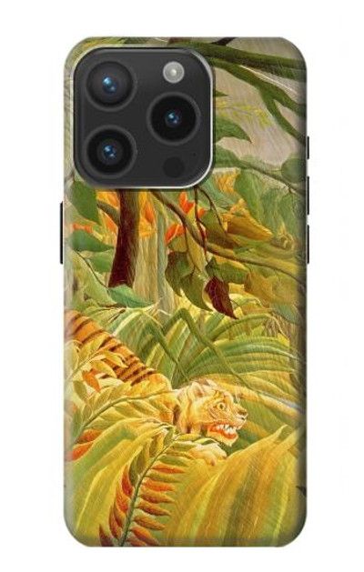 S3344 Henri Rousseau Tiger in a Tropical Storm Case Cover Custodia per iPhone 15 Pro