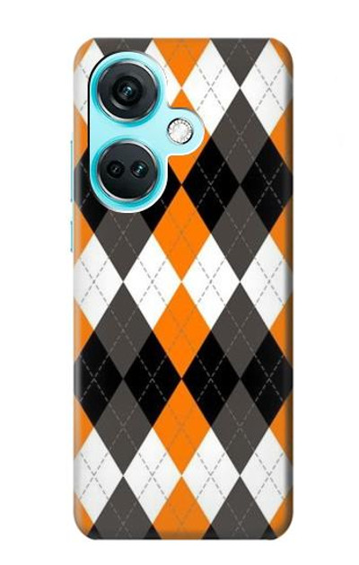 S3421 Black Orange White Argyle Plaid Case Cover Custodia per OnePlus Nord CE3