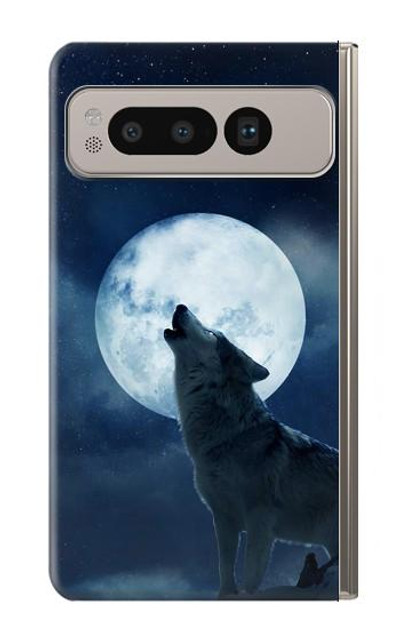 S3693 Grim White Wolf Full Moon Case Cover Custodia per Google Pixel Fold