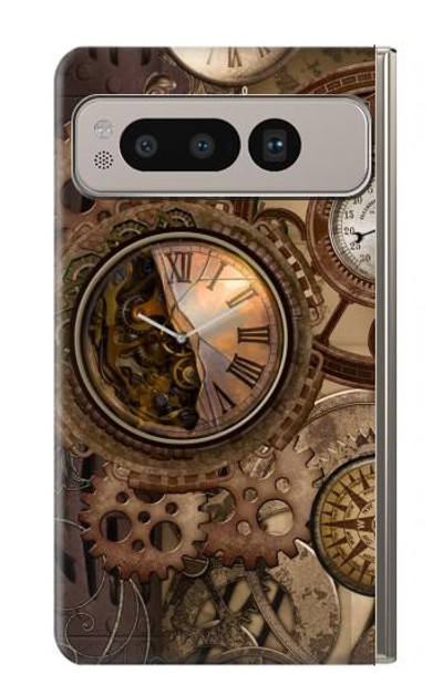 S3927 Compass Clock Gage Steampunk Case Cover Custodia per Google Pixel Fold