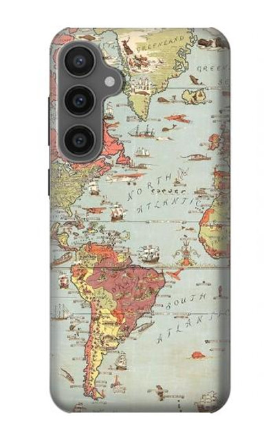 S3418 Vintage World Map Case Cover Custodia per Samsung Galaxy S23 FE