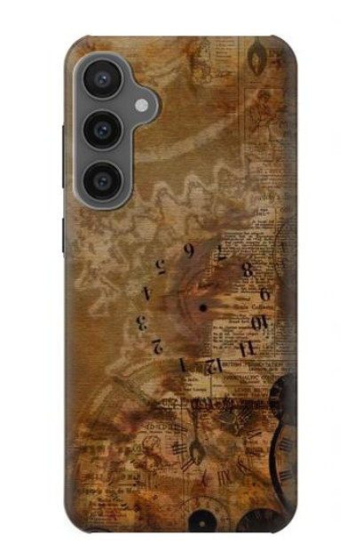 S3456 Vintage Paper Clock Steampunk Case Cover Custodia per Samsung Galaxy S23 FE