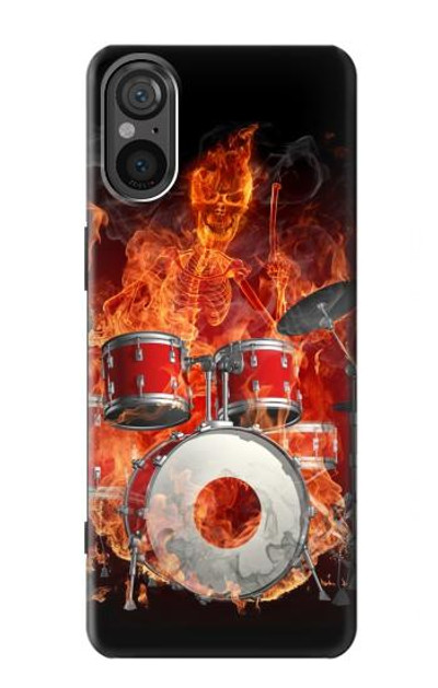 S1431 Skull Drum Fire Rock Case Cover Custodia per Sony Xperia 5 V