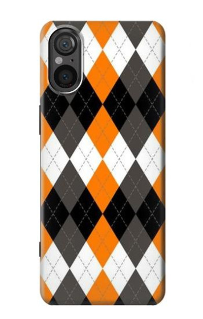 S3421 Black Orange White Argyle Plaid Case Cover Custodia per Sony Xperia 5 V