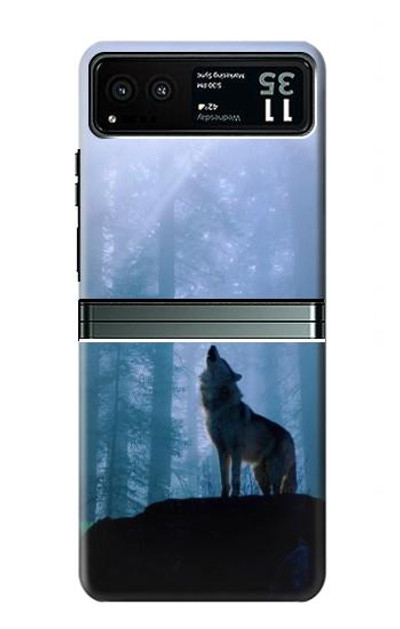 S0935 Wolf Howling in Forest Case Cover Custodia per Motorola Razr 40