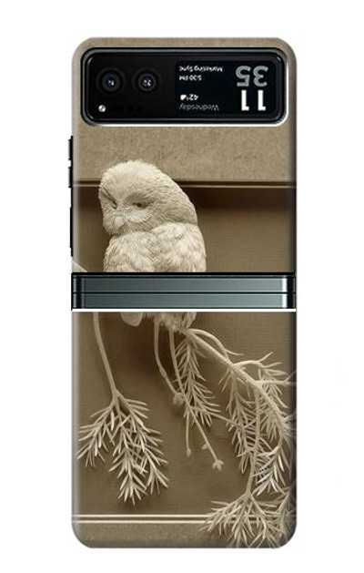 S1386 Paper Sculpture Owl Case Cover Custodia per Motorola Razr 40