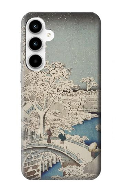 S3350 Utagawa Hiroshige Drum Bridge Yuhi Hill in Meguro Case Cover Custodia per Samsung Galaxy A35 5G