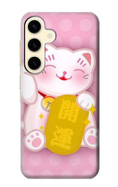 S3025 Pink Maneki Neko Lucky Cat Case Cover Custodia per Samsung Galaxy S24