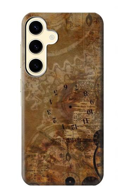 S3456 Vintage Paper Clock Steampunk Case Cover Custodia per Samsung Galaxy S24