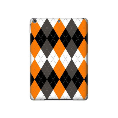 S3421 Black Orange White Argyle Plaid Case Cover Custodia per iPad 10.2 (2021,2020,2019), iPad 9 8 7