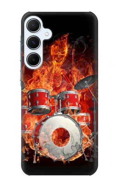 S1431 Skull Drum Fire Rock Case Cover Custodia per Samsung Galaxy A55 5G
