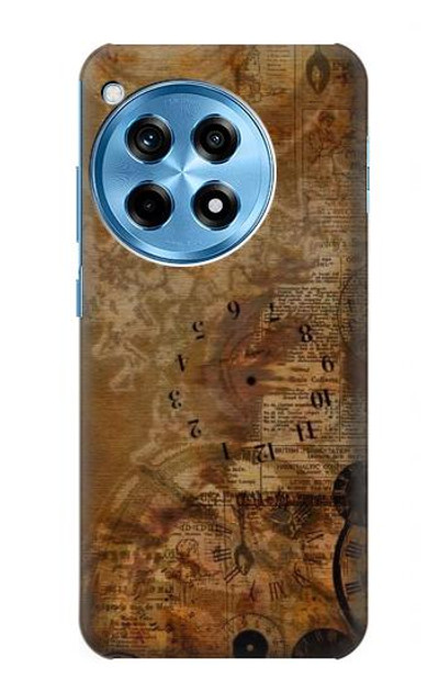 S3456 Vintage Paper Clock Steampunk Case Cover Custodia per OnePlus 12R