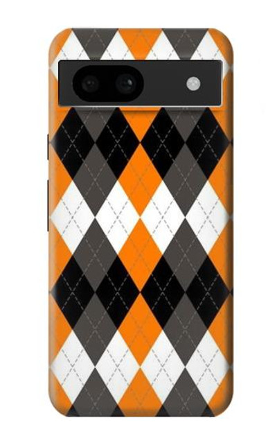 S3421 Black Orange White Argyle Plaid Case Cover Custodia per Google Pixel 8a