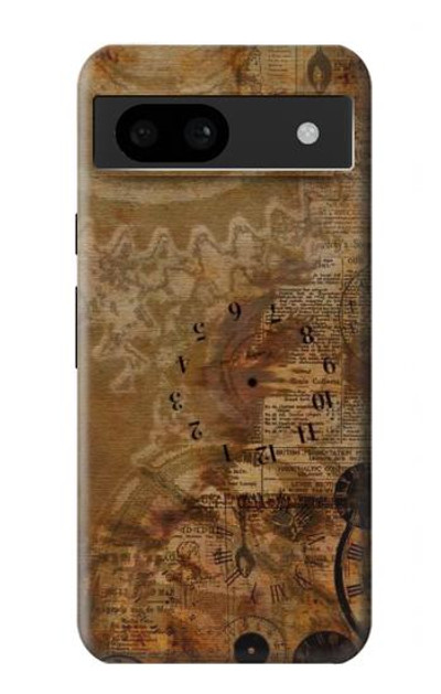 S3456 Vintage Paper Clock Steampunk Case Cover Custodia per Google Pixel 8a