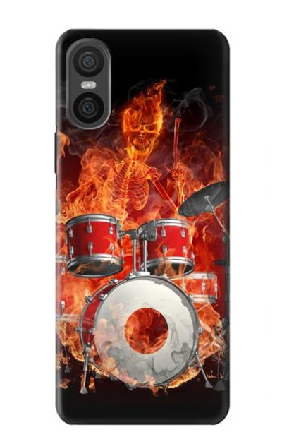 S1431 Skull Drum Fire Rock Case Cover Custodia per Sony Xperia 10 VI