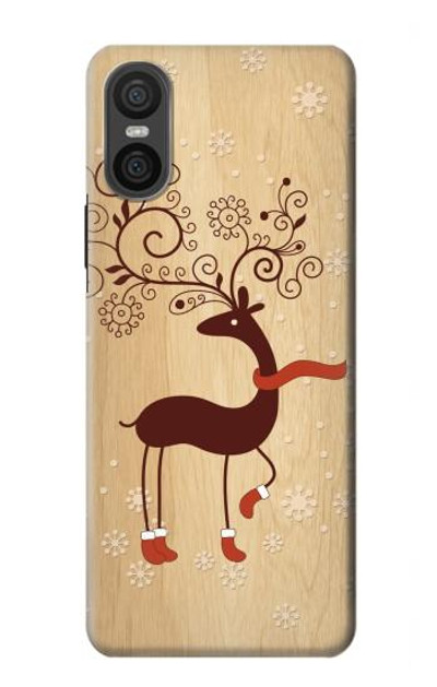 S3081 Wooden Raindeer Graphic Printed Case Cover Custodia per Sony Xperia 10 VI