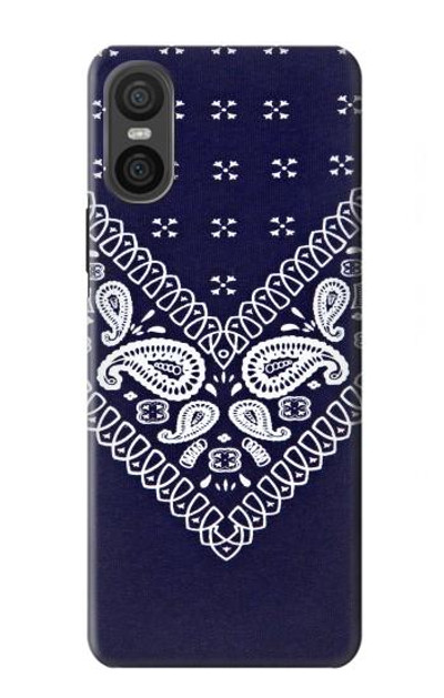 S3357 Navy Blue Bandana Pattern Case Cover Custodia per Sony Xperia 10 VI