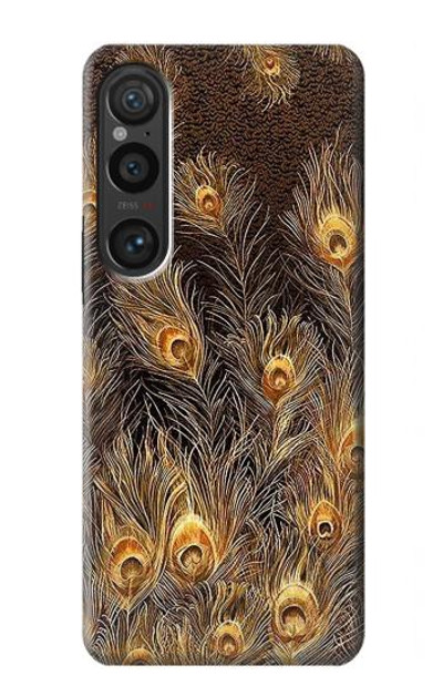 S3691 Gold Peacock Feather Case Cover Custodia per Sony Xperia 1 VI