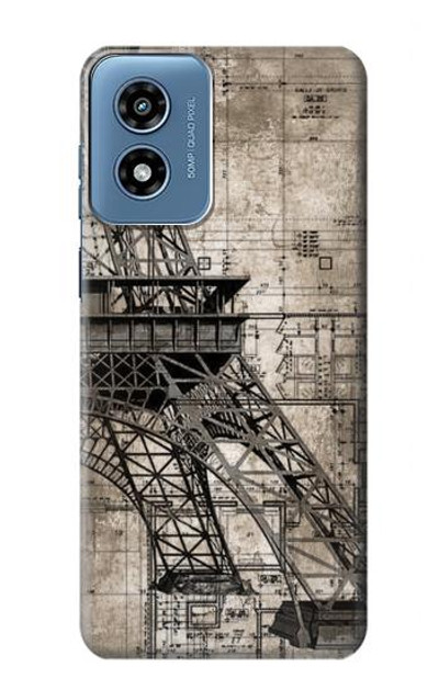 S3416 Eiffel Tower Blueprint Case Cover Custodia per Motorola Moto G Play 4G (2024)