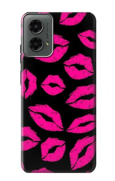 S2933 Pink Lips Kisses on Black Case Cover Custodia per Motorola Moto G 5G (2024)