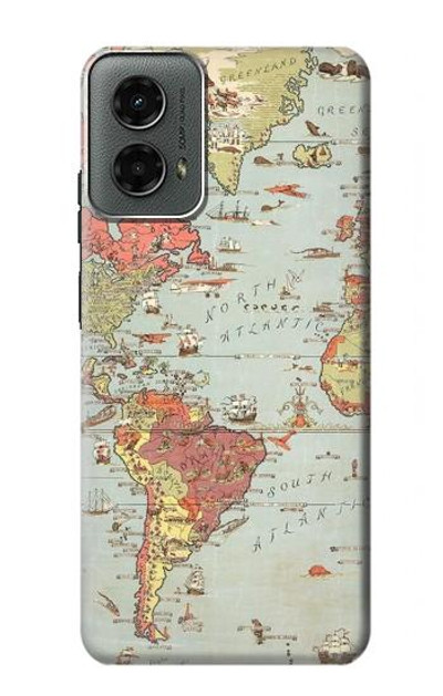 S3418 Vintage World Map Case Cover Custodia per Motorola Moto G 5G (2024)