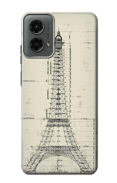 S3474 Eiffel Architectural Drawing Case Cover Custodia per Motorola Moto G 5G (2024)