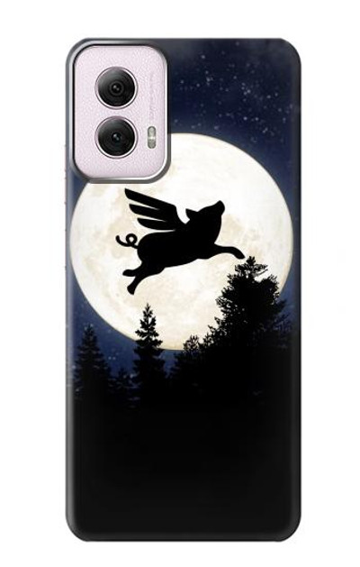 S3289 Flying Pig Full Moon Night Case Cover Custodia per Motorola Moto G Power 5G (2024)