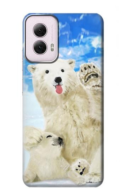 S3794 Arctic Polar Bear and Seal Paint Case Cover Custodia per Motorola Moto G Power 5G (2024)