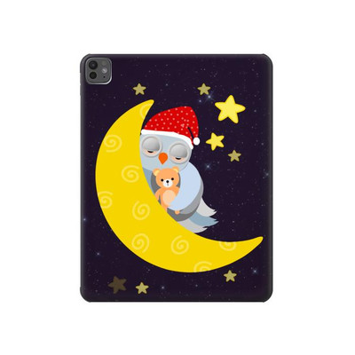 S2849 Cute Sleepy Owl Moon Night Case Cover Custodia per iPad Pro 13 (2024)