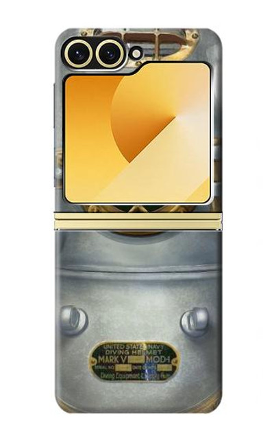 S2646 Vintage Deep Sea Diver Helmet Case Cover Custodia per Samsung Galaxy Z Flip 6, Flip 7 FE