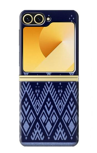 S3950 Textile Thai Blue Pattern Case Cover Custodia per Samsung Galaxy Z Flip 6, Flip 7 FE S3950 Textile Thai Blue Pattern Case Cover Custodia per Samsung Galaxy Z Flip 6, Flip 7 FE