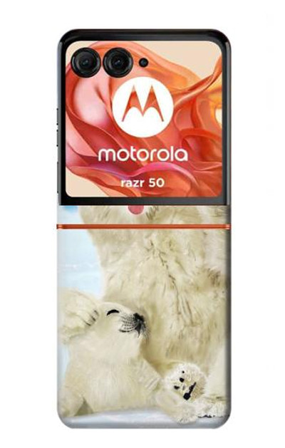 S3794 Arctic Polar Bear and Seal Paint Case Cover Custodia per Motorola Razr 50