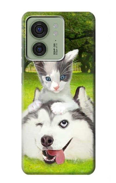 S3795 Kitten Cat Playful Siberian Husky Dog Paint Case Cover Custodia per Motorola Edge (2023), Edge 40