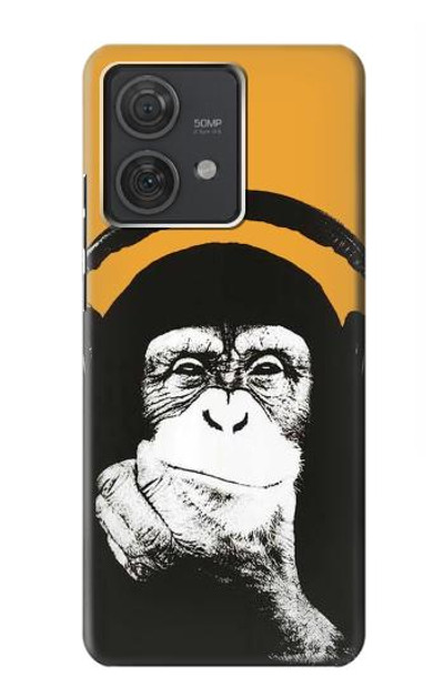 S2324 Funny Monkey with Headphone Pop Music Case Cover Custodia per Motorola Edge 40 Neo