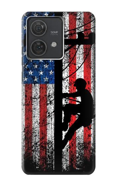 S3803 Electrician Lineman American Flag Case Cover Custodia per Motorola Edge 40 Neo