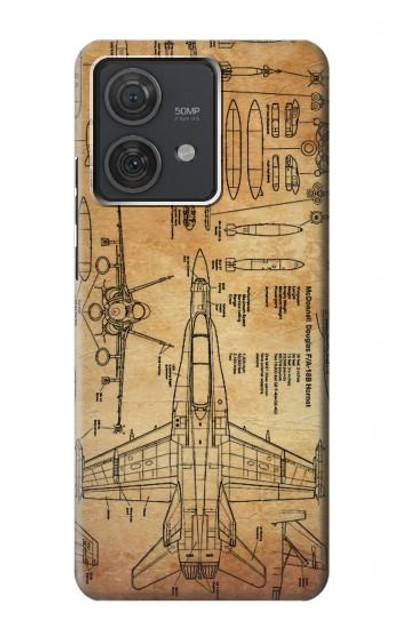 S3868 Aircraft Blueprint Old Paper Case Cover Custodia per Motorola Edge 40 Neo