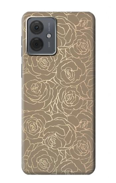 S3466 Gold Rose Pattern Case Cover Custodia per Motorola Moto G14